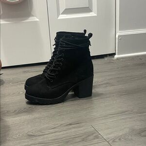 Women's Black Lace-Up Ankle Boots